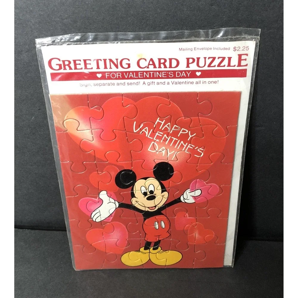 Walt Disney Mickey Mouse Gibson Greeting Card Puzzle Happy Valentines Day Sealed
